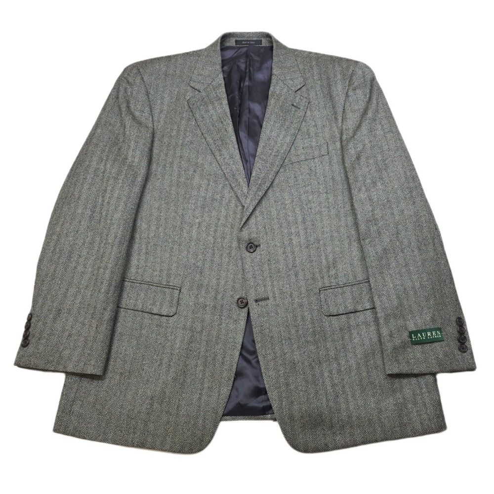 LRL Ralph Lauren‎ Herringbone Blazer Mens 44R 44 Gray Lambswool NEW/DEFECT